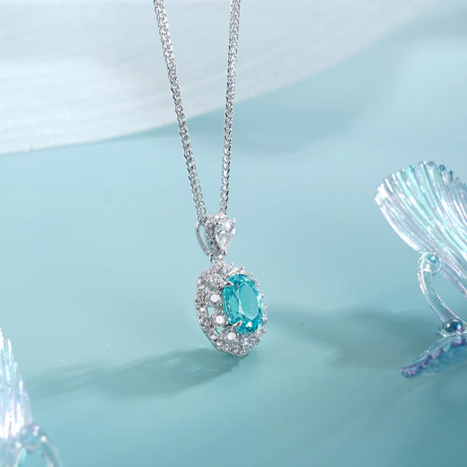 子佩集【蓝悦凝福】S925银套链【PM2221-XF】培育宝石帕拉伊巴蓝碧玺大椭圆2510 商品图6