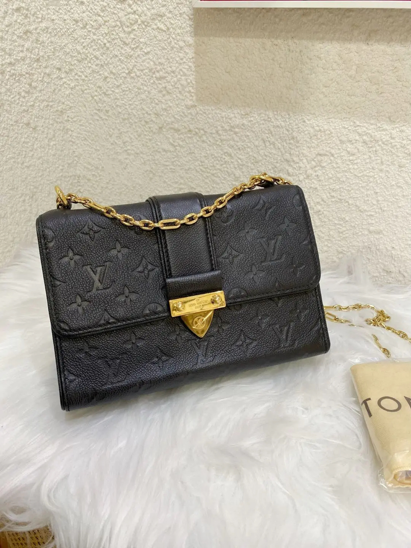 LV Saint sulpice 黑金 小号 老花 压纹牛皮 斜挎包