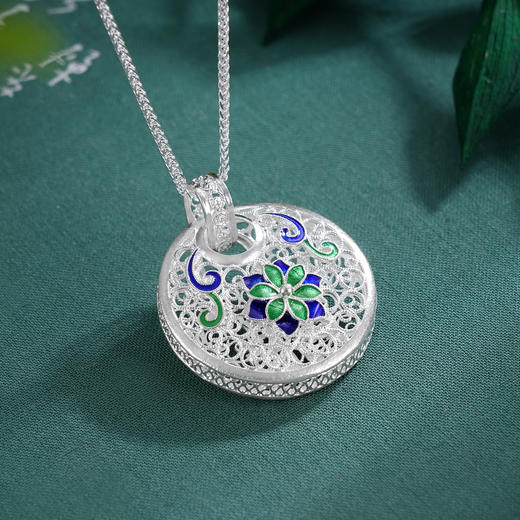 子佩集S990银莲花套链【WBHHDZ-6】珐琅彩花丝项链2509 商品图3