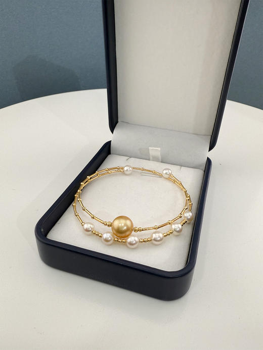 【挚友限定】竹节-18k金akoya/金珠海水珍珠手镯 5-10mm 商品图4