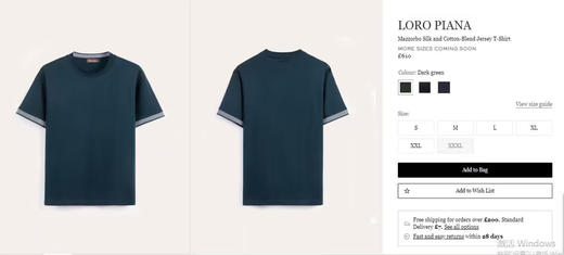 【3月20日 周末秒杀 直接调价 下单即可】Loro Piana  LP男士丝光棉 圆领 短袖 T恤（三色合集） 商品图5