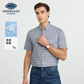 【莱赛尔】德鲨男士短袖衬衫2026夏季新款休闲打底上衣男舒适衬衣