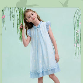 笛莎/Deesha 观山见2026年夏季新款童装女童国风小飞袖连衣裙