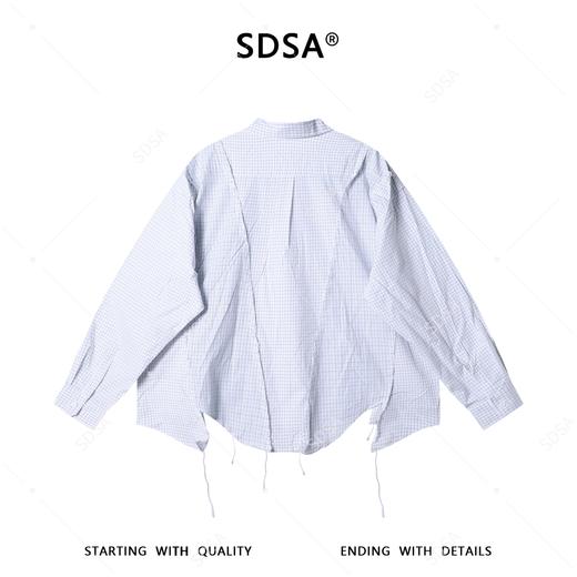 SDSA男装2026新款高贵轻奢刺绣标拼接格子流苏长袖衬衫百搭宽松 商品图4