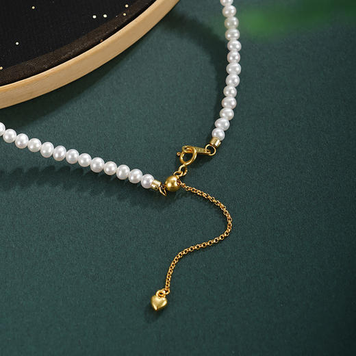 子佩集【翠纳福祥】银S925珍珠AOYA奥雅项链【QNX0017】3mm珠纳福碧玉镀金2512 商品图5