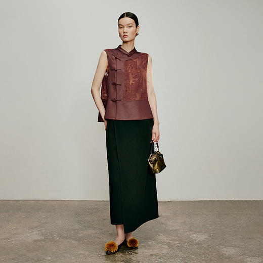 【林栖设计小店】落日霞光|素平缎红云纱2026夏新款提花马面裙马甲1962065 商品图4