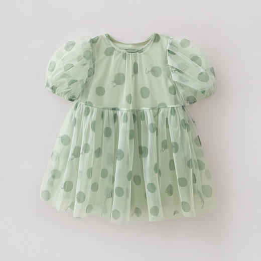 【2件套】马克珍妮茶绿波点女童网纱连衣裙2026年夏装新款561058 商品图4