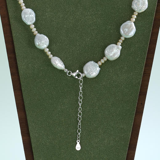 子佩集【绮梦浮光】银S925珍珠AOYA奥雅项链【SPN1080001】9*11mm扁珠巴洛克2512 商品图2