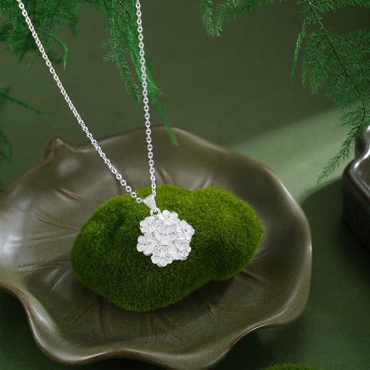 子佩集【繁花簇锦】S990银套链【QFTL014】花丝双面立体花朵项链2510 商品图5