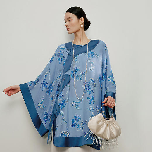 【林栖设计小店】花间蝶|桑蚕丝国风气质改良氅衣2026夏新款衬衣1962075 商品图5