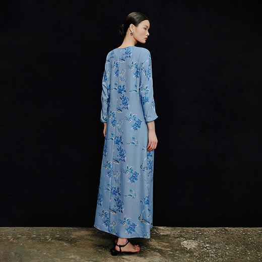 【林栖设计小店】花间蝶|桑蚕丝国风改良旗袍2026夏新款印花连衣裙1962076 商品图3
