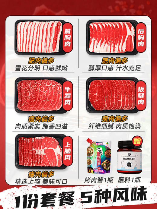 3-5人安格斯烤肉食材套餐，5种部位，另送2瓶蘸料 商品图0