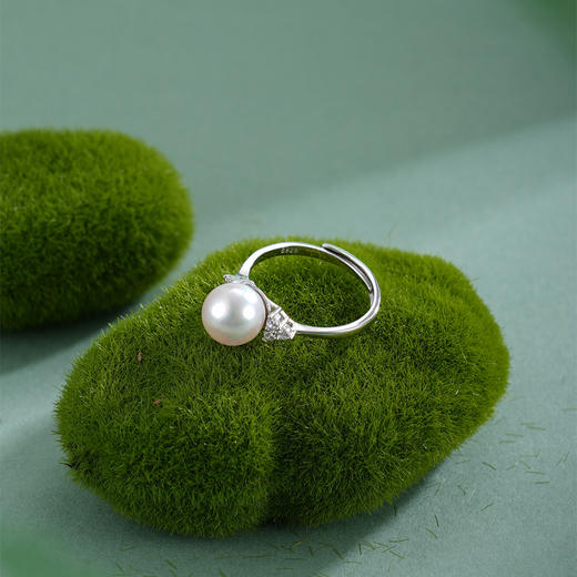 子佩集【三角星芒】银S925珍珠AOYA奥雅戒指【HJYJZ002】8mm珠三角2512 商品图0