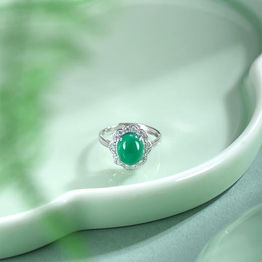 子佩集【花开灵韵】银S925戒指【JZ012841】绿玉髓椭圆2511 商品图3