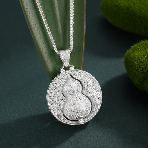 子佩集【福禄转运】S990银吊坠【YXYLDZ054】可转动葫芦花丝平安祥云（不含链）2510 商品图12