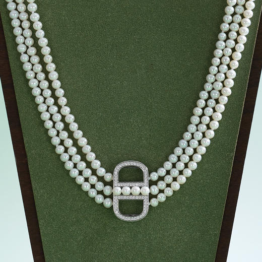 子佩集【玲珑之境】珍珠AOYA奥雅毛衣链【XXMYL003】4mm珠日字扣三层2512 商品图1