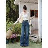 鹿向南「蓝屿微序」垂坠感阔腿裤女夏季新款百搭显瘦蓝色牛仔长裤 商品缩略图3