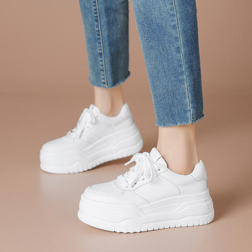 牛皮厚底小白鞋百搭显高舒适透气 商品图1