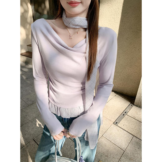 <曾小咸推荐>3.21现货秒杀 ！微信超特价！韩系荡领斜领长袖t恤 日常159.99 立减90 秒杀69.99！！ 商品图1