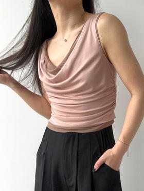 SIJIA｜SS2673 粉⾊针织两件套背⼼