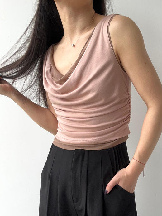 SIJIA｜SS2673 粉⾊针织两件套背⼼ 商品图0