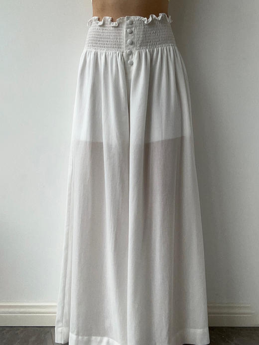 SIJIA｜SS2623 白色高腰收褶阔腿裤 商品图7