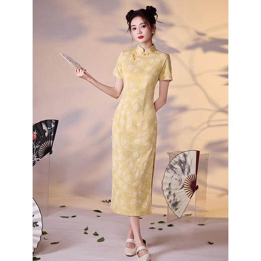 黄色绝美旗袍，高级感新中式国风改良年轻款LSB3585 商品图2