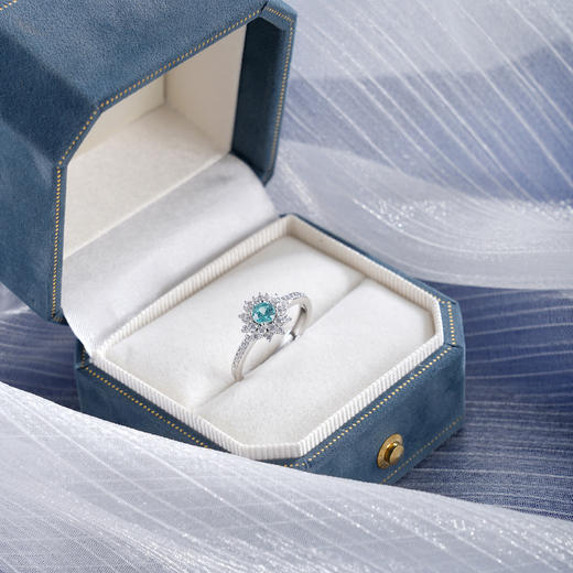 子佩集【阳光花海】S925银戒指【RM0519-XF】培育宝石帕拉伊巴蓝碧玺星光太阳花2510 商品图6