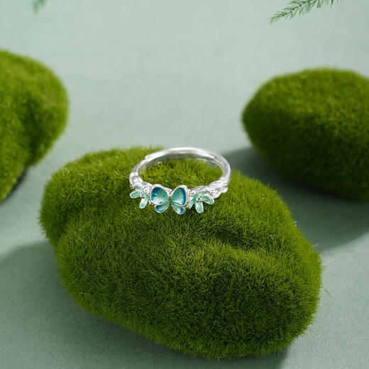 子佩集【花开蝶舞】S990银戒指【YXYLJZ016】蝴蝶花朵花丝珐琅彩2510 商品图2