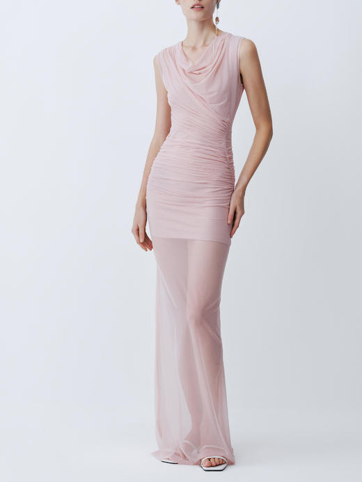 SIJIA｜SS2684 粉⾊⽹纱连⾐裙 商品图3