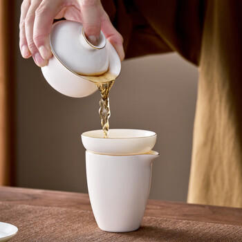 常生源羊脂玉白瓷功夫茶具整套家用盖碗公道杯茶杯泡茶套装 鑫新雅 商品图4