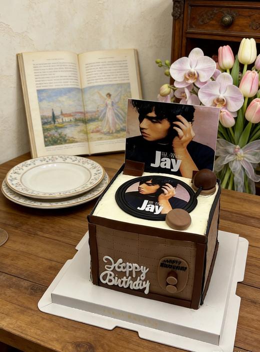 【臻品系列】---方形蛋糕【周杰伦Jay】周杰伦唱片、送歌迷、男士生日蛋糕 商品图1