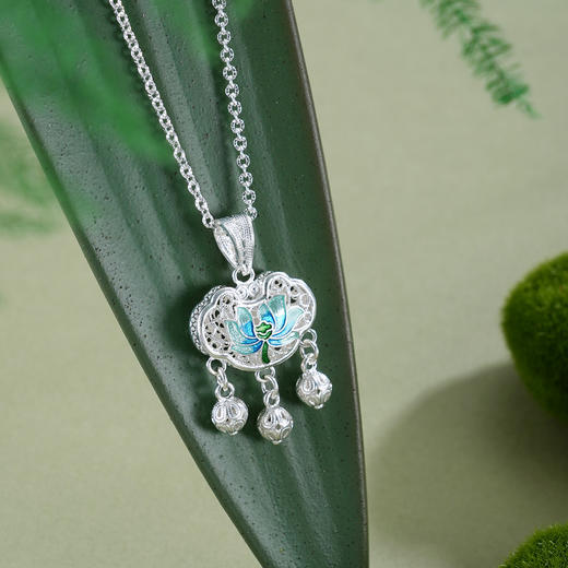 子佩集【莲渡清欢】S990银套链【MXTL033】花丝锁珐琅彩项链2510 商品图11