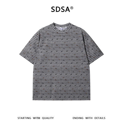 26T185SDSA男装2026新款轻奢时尚撞色条纹满印小马设计圆领短袖T恤百搭 商品图1