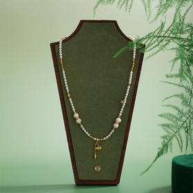 子佩集【福禄之命】银S925珍珠AOYA奥雅项链【QNX0005】3mm小珠6.8mm大珠镀金葫芦2512