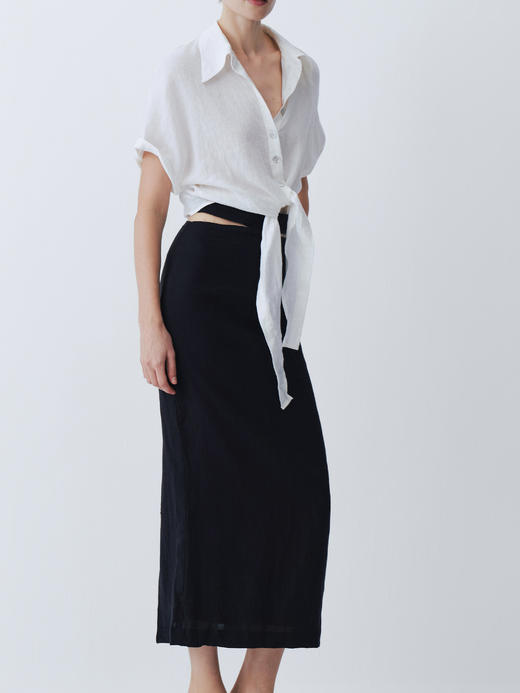 SIJIA｜SS2611 黑色棉麻镂空半裙 商品图1