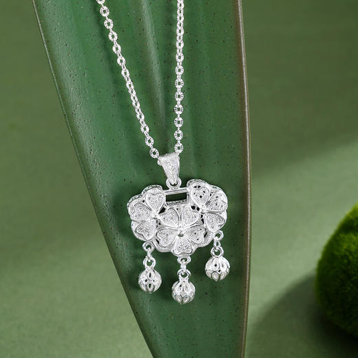 子佩集【四叶花锁】S990银套链【QFTL015】花丝锁项链2510 商品图1