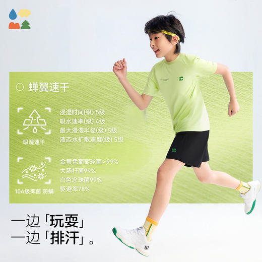 【速干运动套装】森林棠26夏款儿童蝉翼速干吸湿排汗运动短袖短裤套装40062343 商品图1