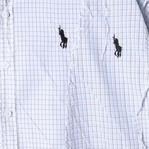 SDSA男装2026新款高贵轻奢刺绣标拼接格子流苏长袖衬衫百搭宽松 商品图2