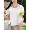 鹿向南「月露织纹」杏色短袖T恤女夏新款时尚百搭设计感显瘦上衣 商品缩略图3