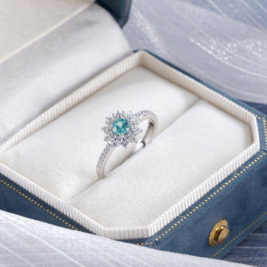 子佩集【阳光花海】S925银戒指【RM0519-XF】培育宝石帕拉伊巴蓝碧玺星光太阳花2510 商品图0