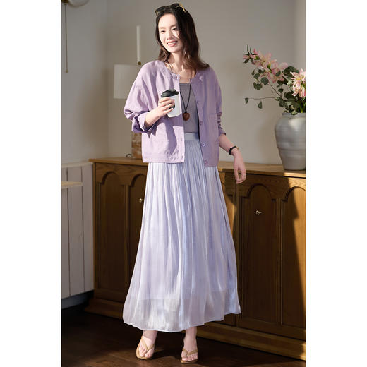 【杏色预售10天】人鱼姬鎏光纱裙 米思阳2026春季新款法式仙气飘逸流光纱裙薄款高腰遮胯沙滩半身裙女1049 商品图3