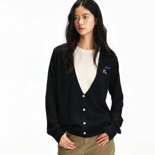 【9hd1】女士时尚休闲V领刺绣针织假两件开衫毛衣！！ 商品图0