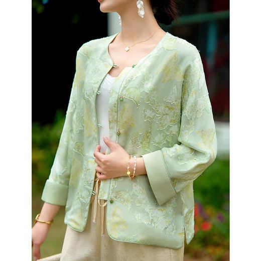 「自」全新升级【铂金会员588/天猫799/差价211】(10833)洛诗琳重工提花桑蚕丝外套2026春装新中式国风设计真丝上衣 商品图1