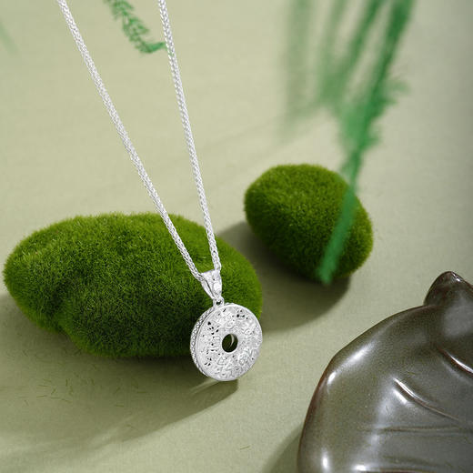 子佩集【一叶转运】S990银套链【MXTL034】花丝珐琅彩树叶平安扣福字项链2510 商品图2