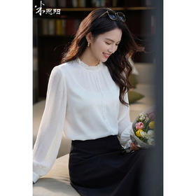 米思阳2026春新款法式轻奢复古风琴袖白衬衫女设计感小众气质高级长袖通勤职业衬衣1117/1158