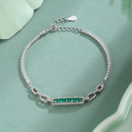 子佩集【清漪潋滟】银S925手链【SL012333】绿玉髓排钻2511 商品图0