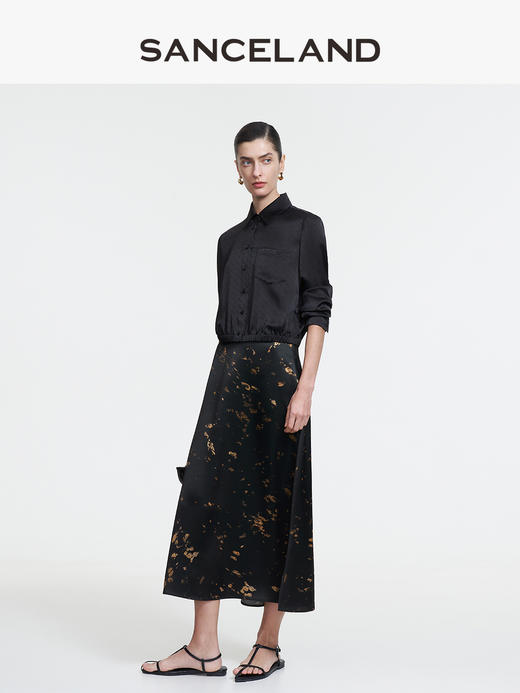 【春假专区】三石一澜SANCELAND 桑波缎衬衣SK11101022 商品图0