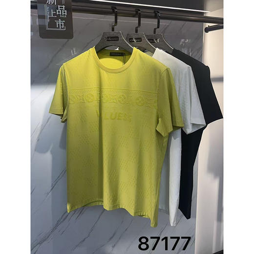 高端男士短袖T恤圆领提花夏季透气修身休闲上衣   XLM-CM8687177 商品图5