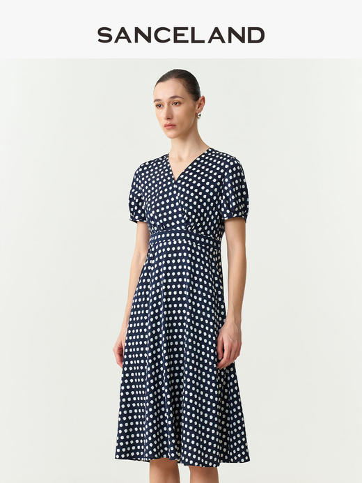 三石一澜SANCELAND 双乔波点印花连衣裙SK24103028 商品图1